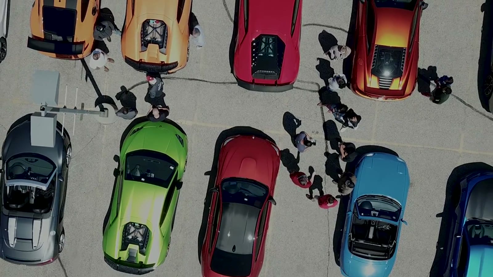 ChapterDrive community gathering around cars viewed from above